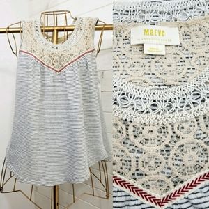 Maeve Anthropologie striped crochet lace tank top